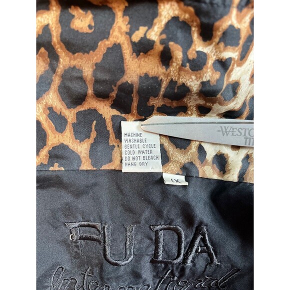 Vintage 90s Fuda‎ International Bomber Jacket Silk Long Sleeve Leopard Retro 1X - Picture 3 of 13